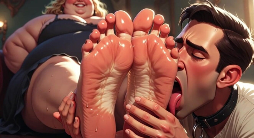 YOUR BEST FANTASY: Submissive Guy Devoted to Sweaty Feet of Huge BBW