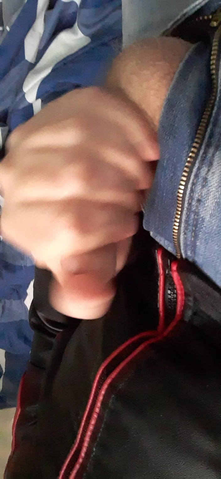 Rusty Sunnybrook: Jerking in New Red &amp; Black Leather Jacket