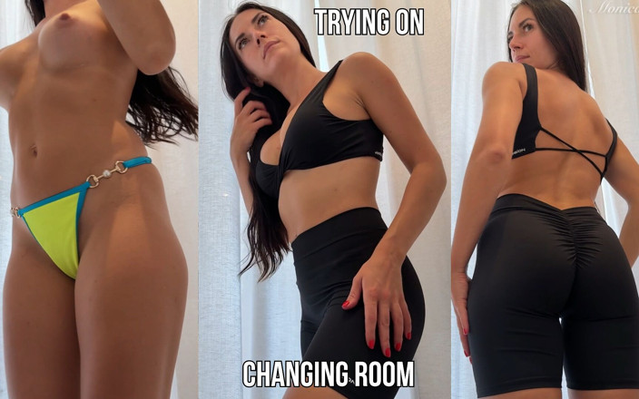 Princess Monica: Probándose pantalones cortos ajustados y top en un probador