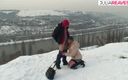 My German Amateurs: Sexy redhead rides a hard cock out in the cold...