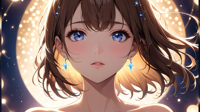 LustRender: ボケの夢:浮かぶ光の中の美しい若い女性