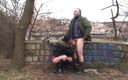 Erotic Pleasure: Brunette chick is getting fucked by an older guy outdoor