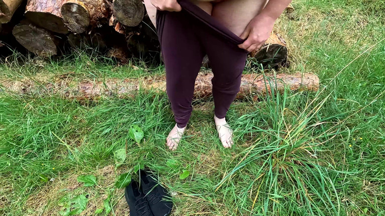 Bouncy Tits Action: Clamping My Pussy I Walk Naked Through the Forest with...