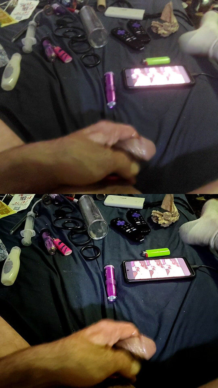 MRTHICK69: Masterbating with Cock Rings in Two Screens