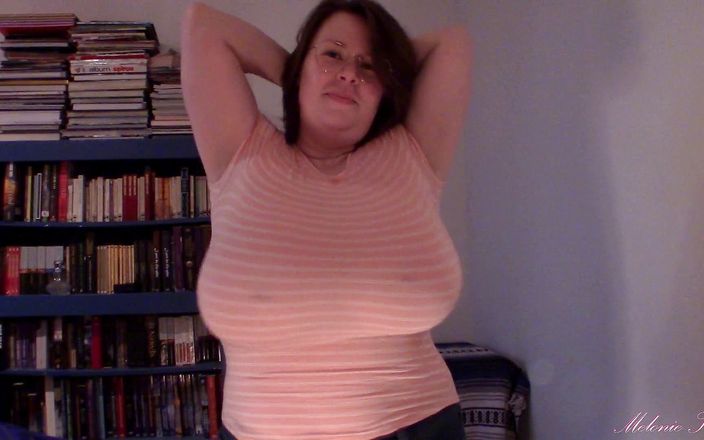 Melonie Kares: Huge boob tight shirt struggle BBW