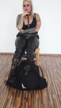 Foot slave worships his tattooed ladys feet