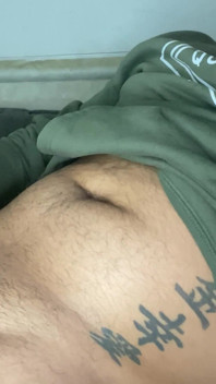 Bearded big cock jerking off and smearing himself with cum