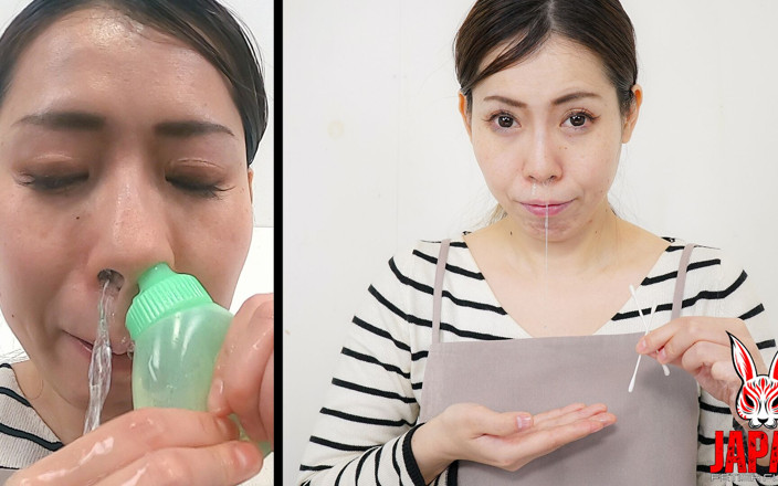 Japan Fetish Fusion: Chinatsu Hashino Stimulating Her Nose to Produce Mucus and Taste...
