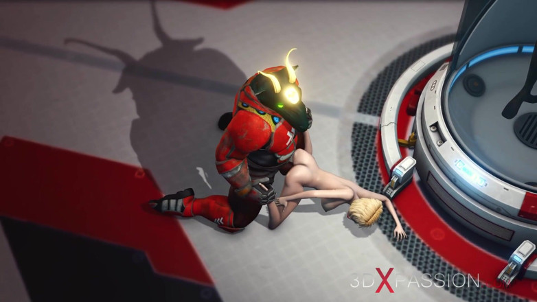 3dxpassion: Alien-monster fickt eine junge blondine im sci-fi-labor hart