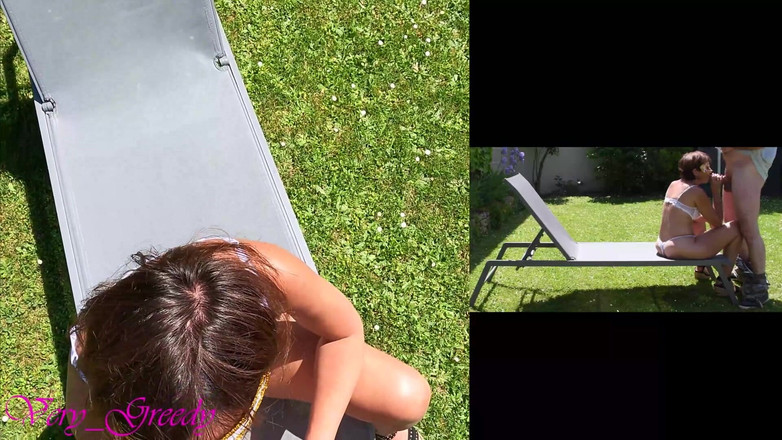 Les Gourmands: Krásná MILFka v sexy bílém prádle je ošukaná zezadu venku...