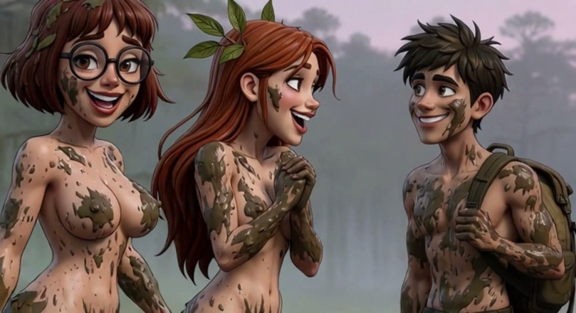 My night collection: Two Stunning Women Lose Their Clothes in a Dark Swamp...
