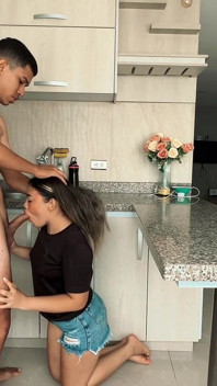 The Useless Maid Kneels Down Not to Get Fired - She Sucks My Cock and I End up Fucking Her Hard