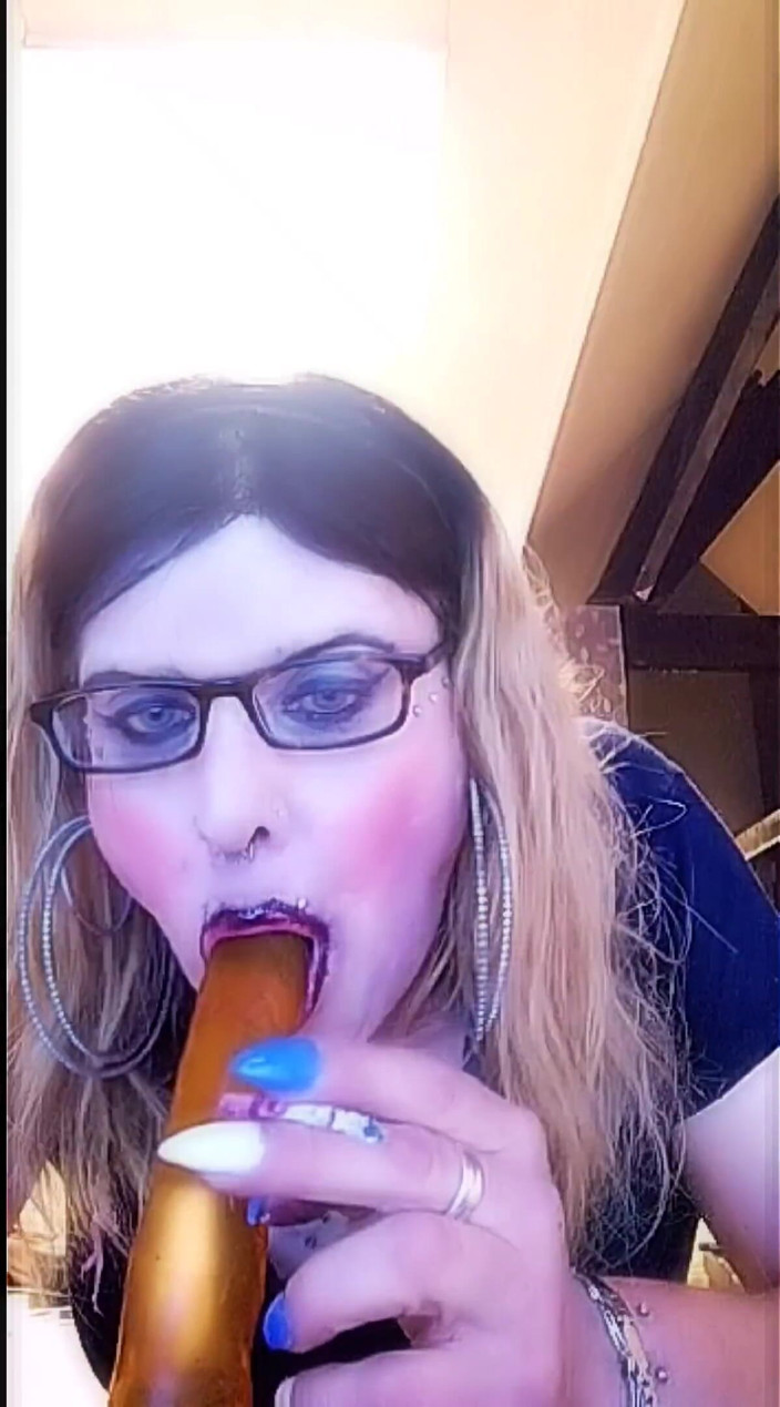 Stefanie Laveire: Sexy TS whore, Stefanie, playing with 2 dildos