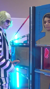 Cosplay Threesome - Bettlejuice, Wednesday Addams and Her Big Tits Stepmom
