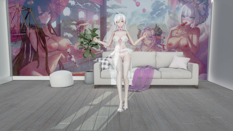 MikuMotion: 나는 화이트 스타킹을 멈출 수 없다; 에로 웨딩 드레스; 스트립쇼