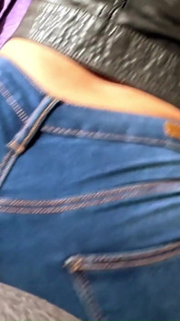 Crotchless Jeans POV Surprise. Riding, Double Creampie and Cum Eating