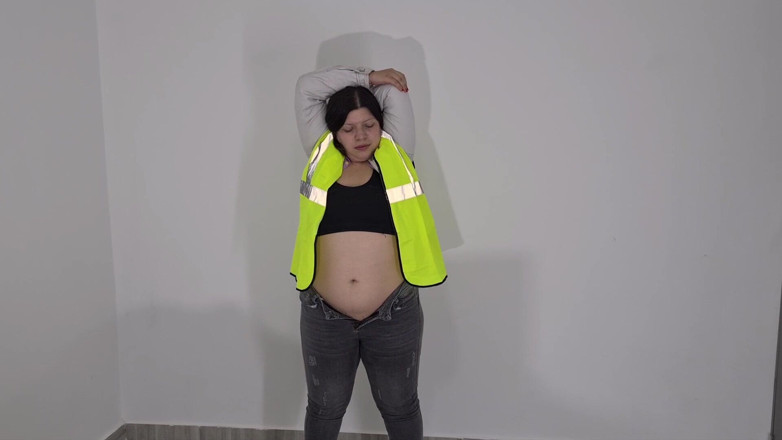 Alice H: Stretching with Unbuttoned Jeans