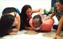 Selfgags femdom bondage: Le garçon-jouet bondage en collants du trio latina