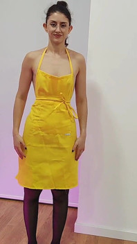 Stunning Brunette Sexy Apron Fetish Ballgagged Tape Bondage