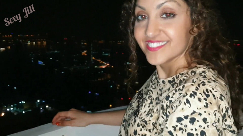 POV_Indian: Sexy teen college girl gives best balcony blowjob POV