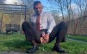 Suit_Socks_Sport: Suited Slut in Ribbed Pants Plays with His Ass Outdoor