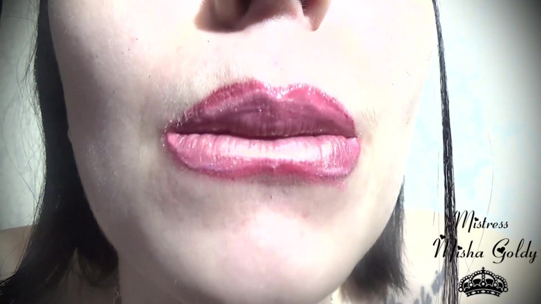 Goddess Misha Goldy: Pink-golden lip gloss fetish &amp; worship