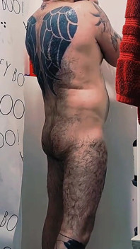 Sexy shower hot tattooed guy