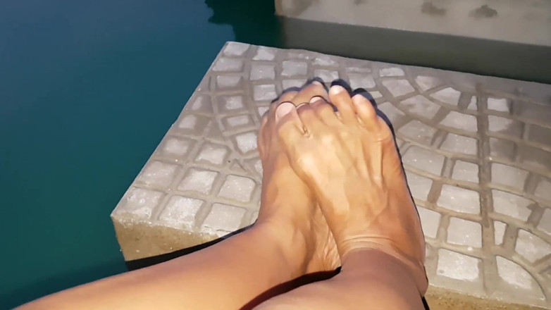 6-movies: Outdoor Feet Teasing with a young girl