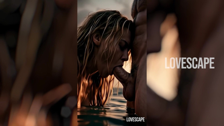 Lovescape: Cewek hot rambut pirang ngentot sama orang asing di pantai