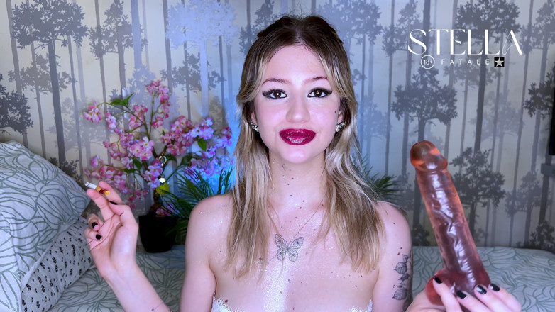 Stellafatale: Blowing Smoking on the Dildo Imagining Your Cock