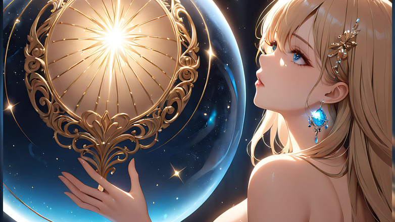 LustRender: Whispers of magic - Ai mädchen und ein glühender orb