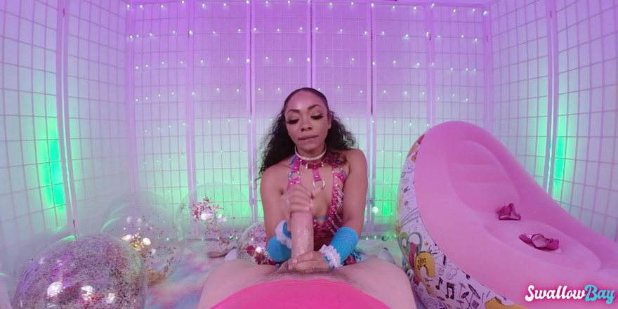 Swallowbay 2D: Hot Ebony Babe Cali Caliente Deepthroating Big Cock POV