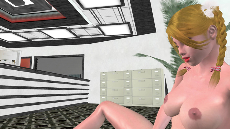 RenderLust: Komkommer solo op kantoor: 3D-tekenfilmmeisje masturbeert voor meerdere orgasmes