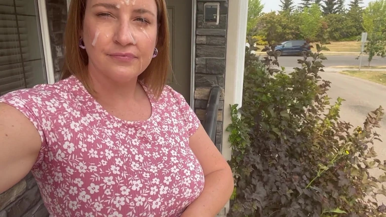 Avril Showers: Housewife in Sun Dress Cum Walking After Blowjob Facial