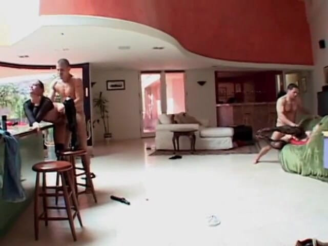 Group Bang: Two hot MILFS in lingerie get their pussies and asses...