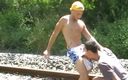 FRENCH AMATORS SEXTAPES: Amazing exhib with twink fucked in exhib train rail