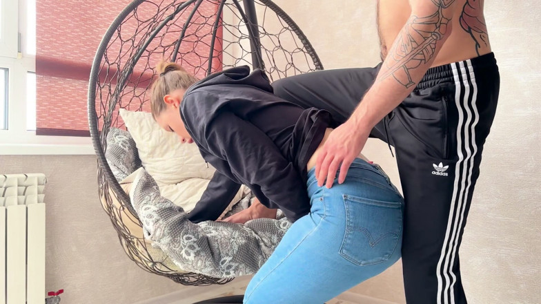 Spacenintenda: Tight Jeans Dry Hump: Horny Stepsis Orgasms on My Lap