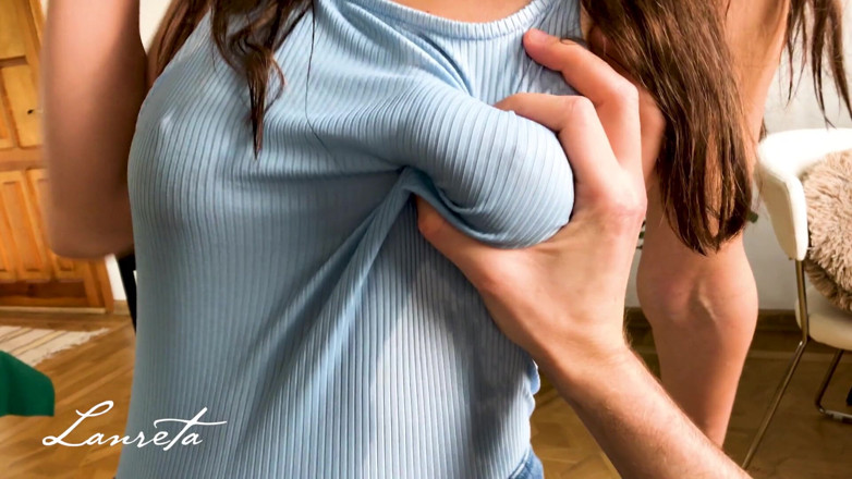 Lanreta: Wetting jeans &amp; swimsuit with hanjob from sexy wife - POV