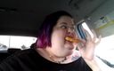 Ms Kitty Delgato: Eating in my car, stuffing fat belly