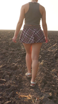 Watching College Girl Walks Outdoors - Full Back Panties