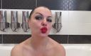 Goddess Misha Goldy: Lip smelling, kissing, duck face with huge red lips. tongue...