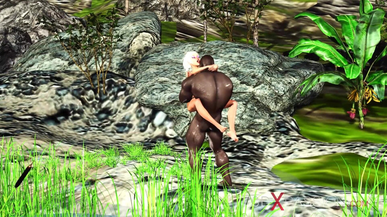 3dxpassion: Venkovní žhavý sex! Velký černý pták tvrdě šuká sexy blondýnku na ostrově