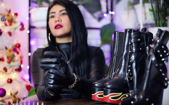 DominaFireOfficial: Kožené rukavice Fetiš Asmr