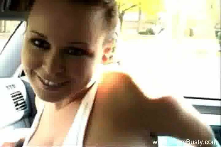 Team Busty: Big Boob Amateur Babe Jerks Him Off In Car