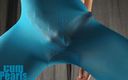 CumPearls: Blauwe nylon netkousen pikspel met masturbatie en cumshot