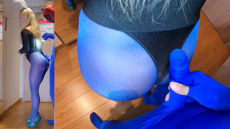 Nylon Xtreme: Caroline de jaie anal ve tavşan siyah leotard külotlu çorap