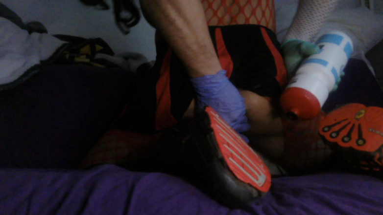 Damaged Hole: Black Red Cheerleader Outfit, BBC to Ride to Orgasm