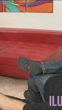 Blonde babe receives a massive facial from a stud
