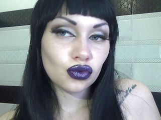 Goddess Misha Goldy: Purple glossy lips! Kissing and duck face fetishes!!