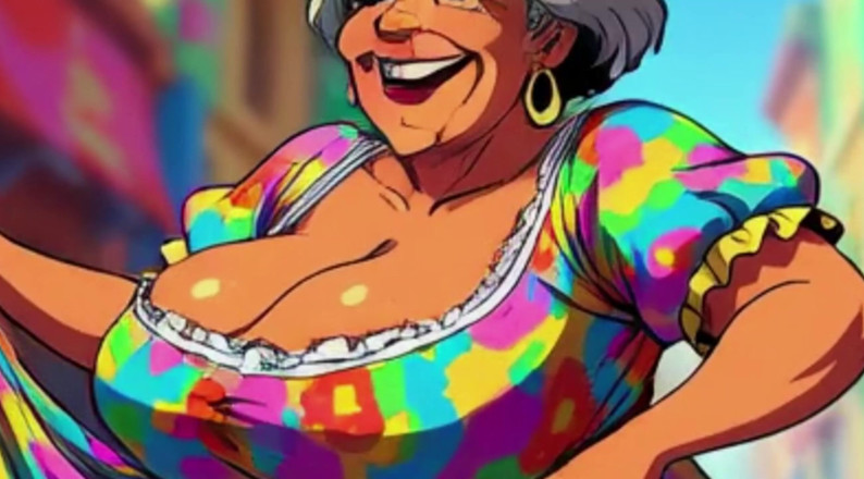 Huge Boobs: Omas mit dicken möpsen tanzen Animation